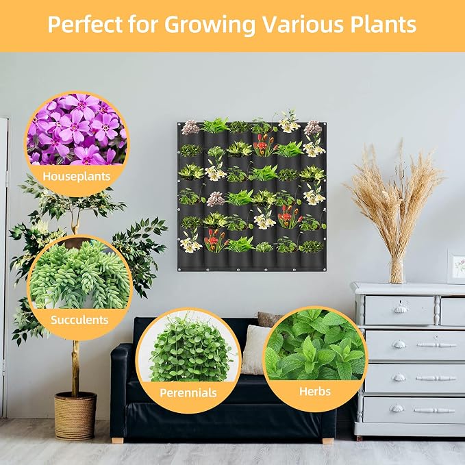 Hanging Planting Grow Bags, 36 Pockets Hanging Vertical Wall Planter Wall - Image 4