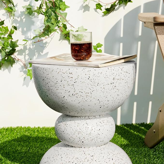 Glitzhome Outdoor Side Tables Set of 2, Heavy Duty Patio Sturdy Faux Terrazzo - Image 9