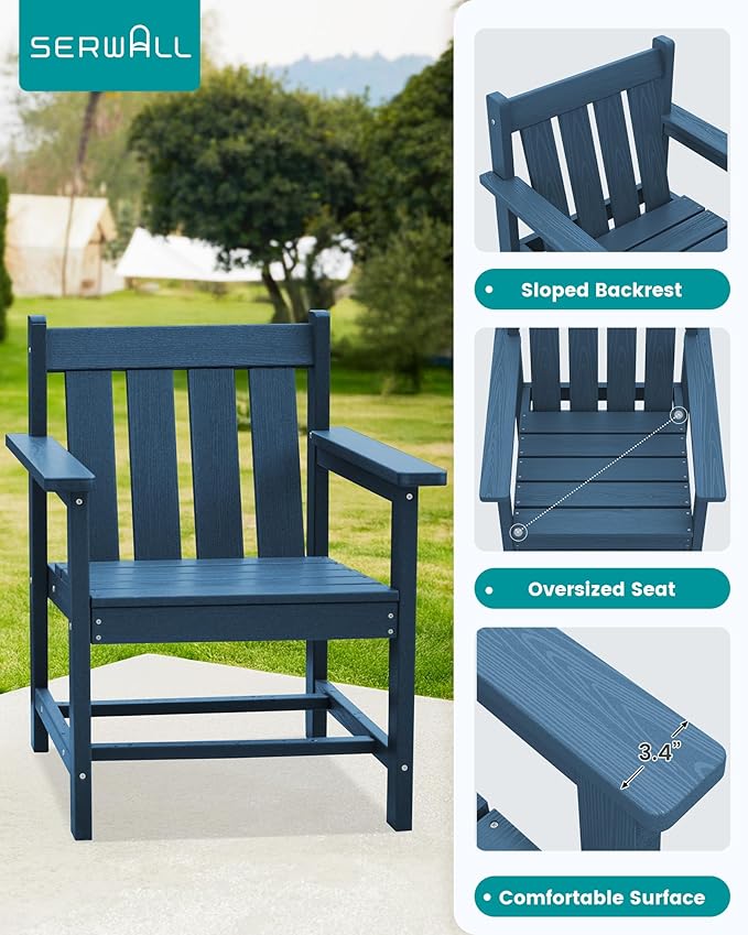 SEWRWALL 3 Pieces Patio Bistro Set, All Weather Adirondack Chair Set - Image 4