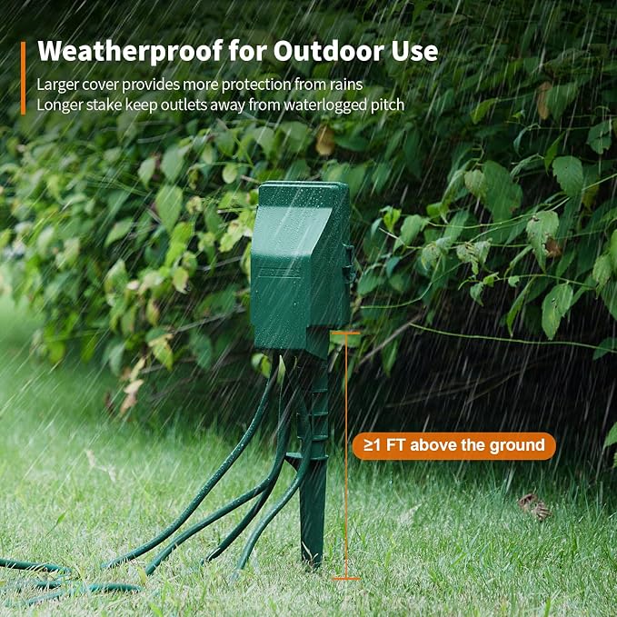 SURAIELEC Outdoor Power Stake, 24-Hour Mechanical Light Timer, Electrical Power - Image 4