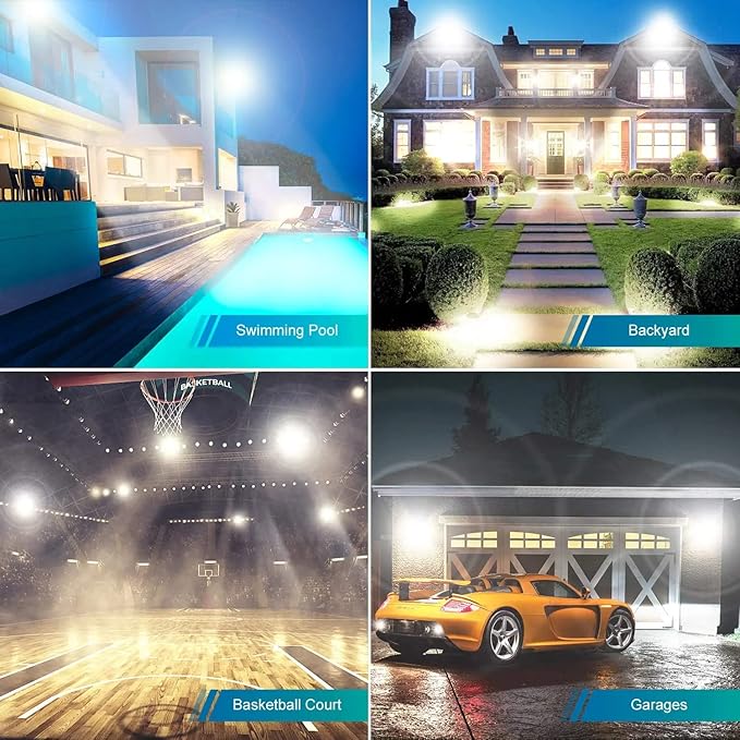 4 Pack 100W LED Flood Light, Super Bright Exterior Security Lights - Image 3