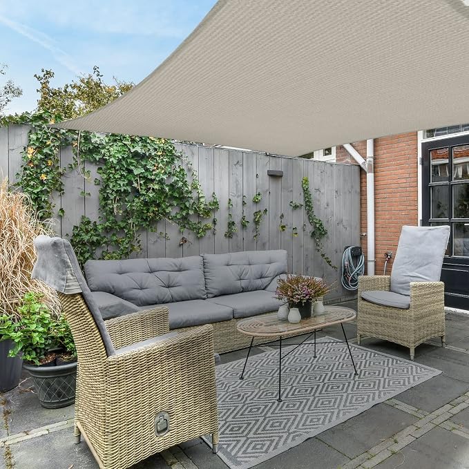 AsterOutdoor Sun Shade Sail Rectangle 10' x 10' UV Block Canopy - Image 8