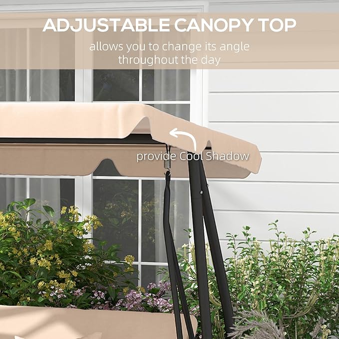 Outsunny 3-Seat Outdoor Patio Swing Chair, Converting Flatbed, Outdoor Swing - Image 4