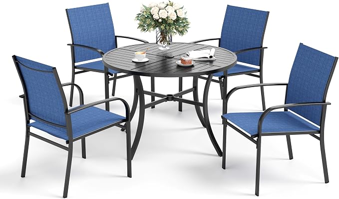 5 Piece Patio Dining Set for 4, Outdoor Table and Chairs Set for Lawn Backyard - Image 9
