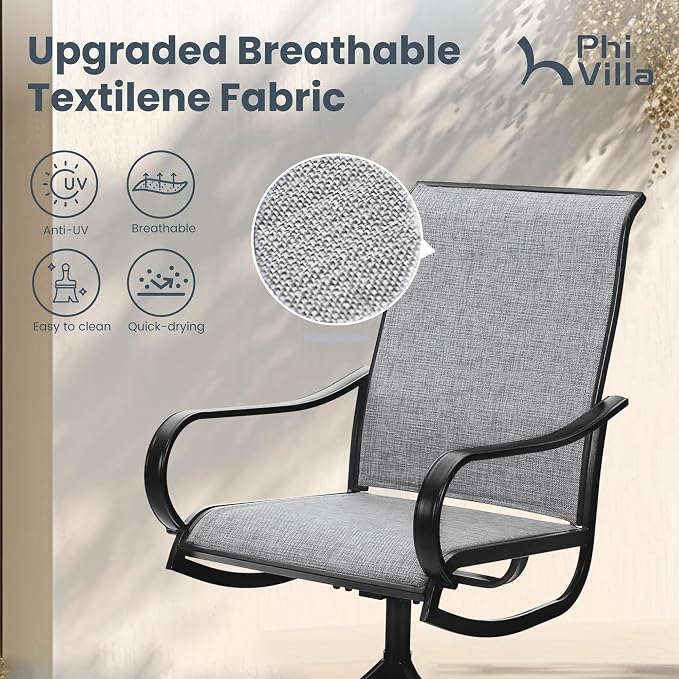 PHI VILLA 7 Piece Patio Dining Set, 6 Swivel Patio Chairs - Image 3