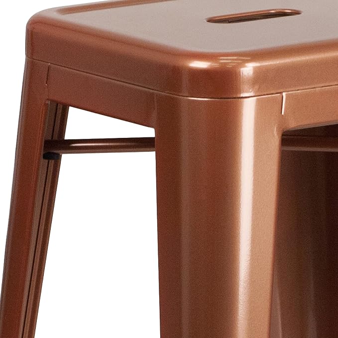 Flash Furniture Commercial Grade 30" High Backless Copper Indoor-Outdoor - Image 7