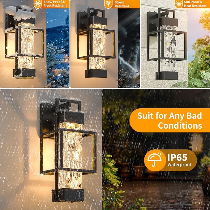 Hotsonic 2 Pack Dusk to Dawn Outdoor Porch Light Fixtures Wall Mount, - Image 4