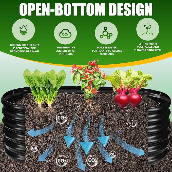 17" Tall Elevated Oval Metal Raised Garden Bed - 4ft x 2ft in Size and 0.8MM - Image 6