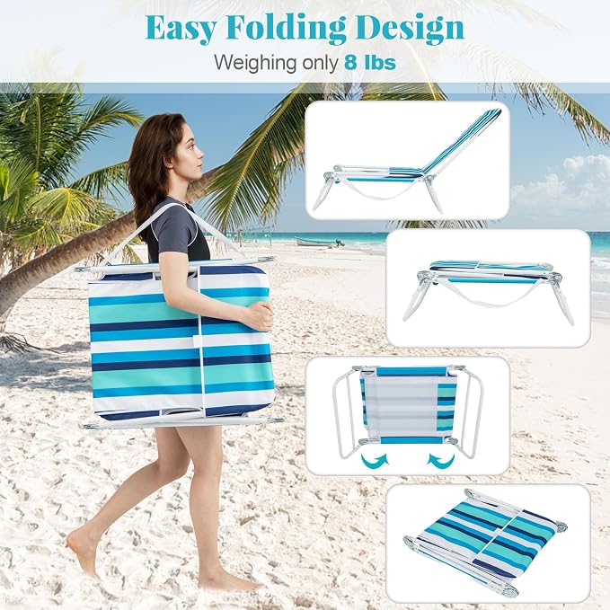 GYMAX Tanning Chair, 330lbs Capacity & Shoulder Strap, Portable Layout - Image 6