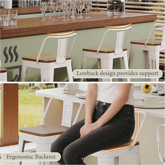 Andeworld Bar Stools Set of 4 Counter Height Stools Industrial Metal Barstools - Image 6