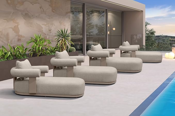 PURPLE LEAF Outdoor Chaise Lounge Set of 4 Chair Modern Aluminum Lounger Daybed by PURPLELEAF