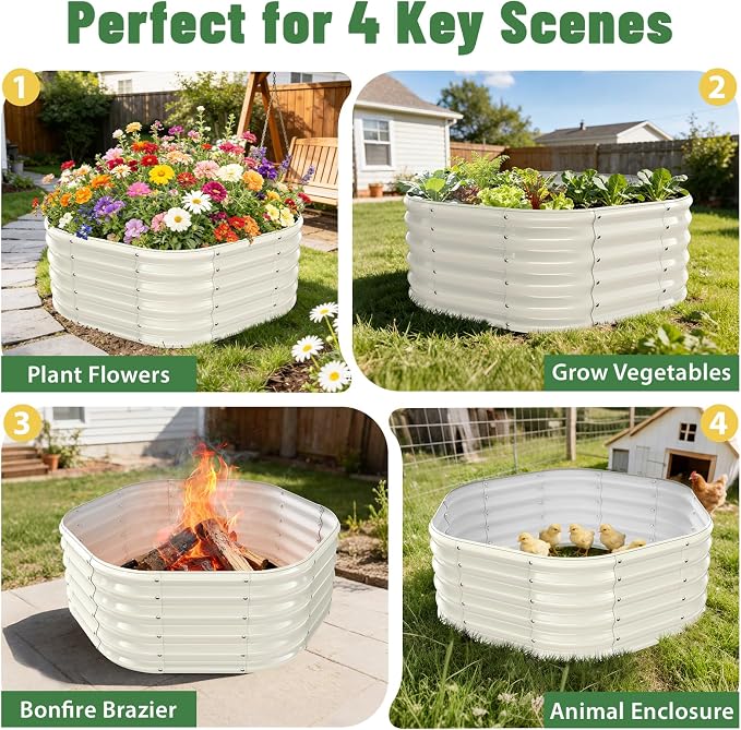 Hexagon Raised Garden Bed, 48 Inch Diagonal & 16.5 Inch Tall, Galvanized Steel - Image 7