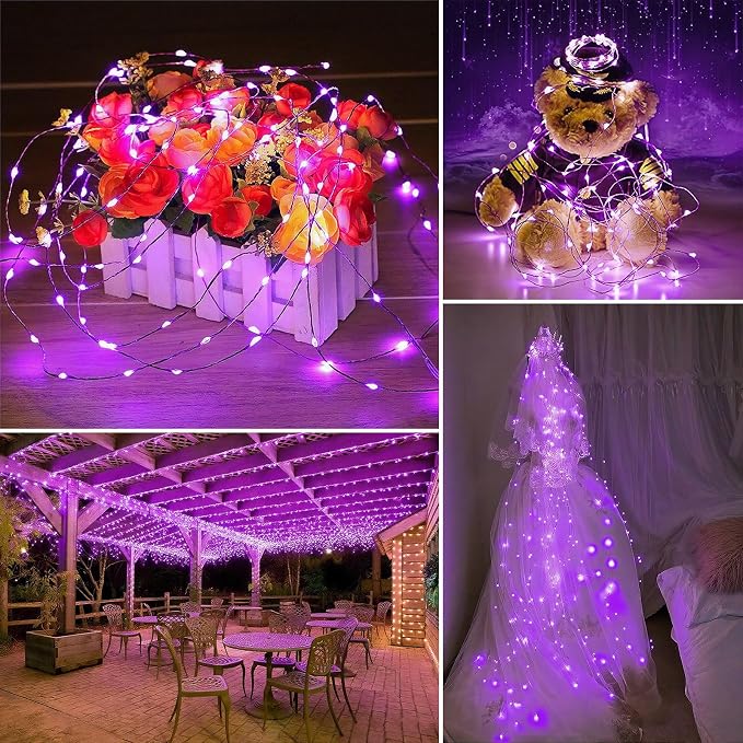 Solar String Lights Outdoor Waterproof 33ft 100LED 8 Modes Twinkle Lights Solar - Image 6
