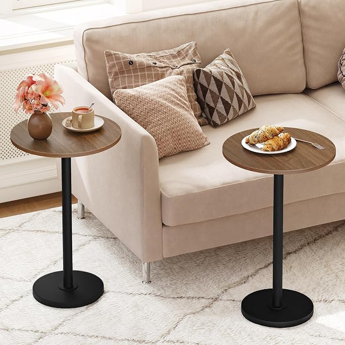 Round Side End Table for Small Spaces, Pedestal Style Martini Drink Side Table - Image 4