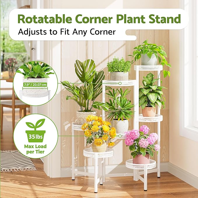 7 Tier Plant Stand Indoor Outdoor, Corner Tiered Plant Stands, Planter Display - Image 2
