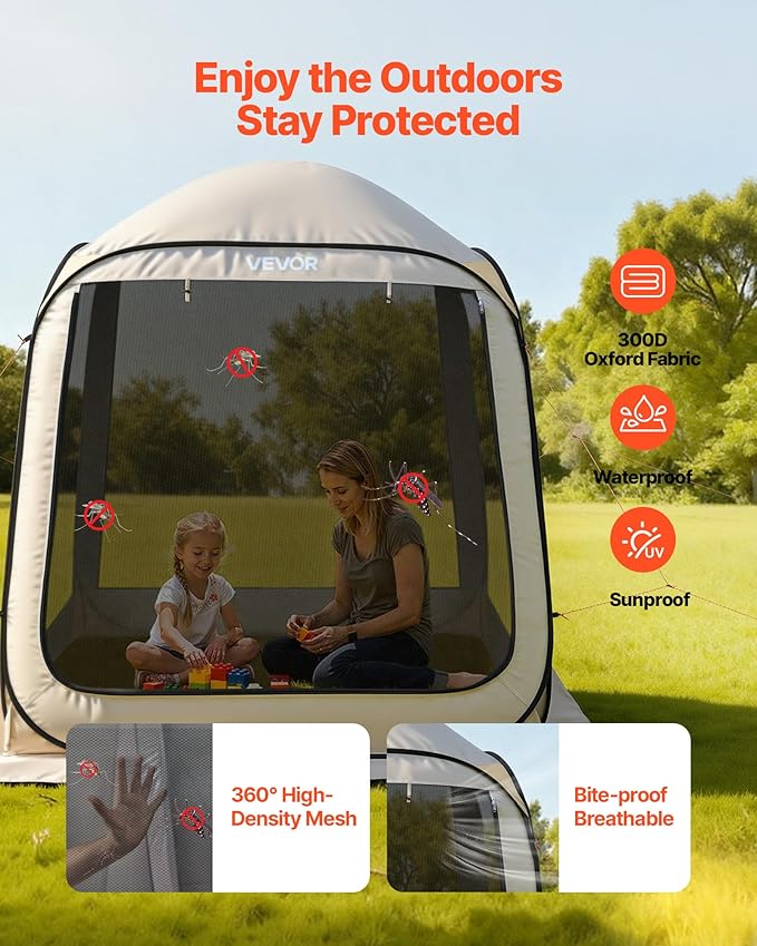 VEVOR 6 x 6 ft Pop up Screen House Tent, 4-6 Person Portable Screen Gazebo - Image 6