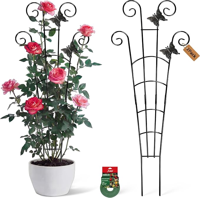 30'' Larger Plant Trellis with Ties Indoor, Expandable Metal Trellis by Xeeol