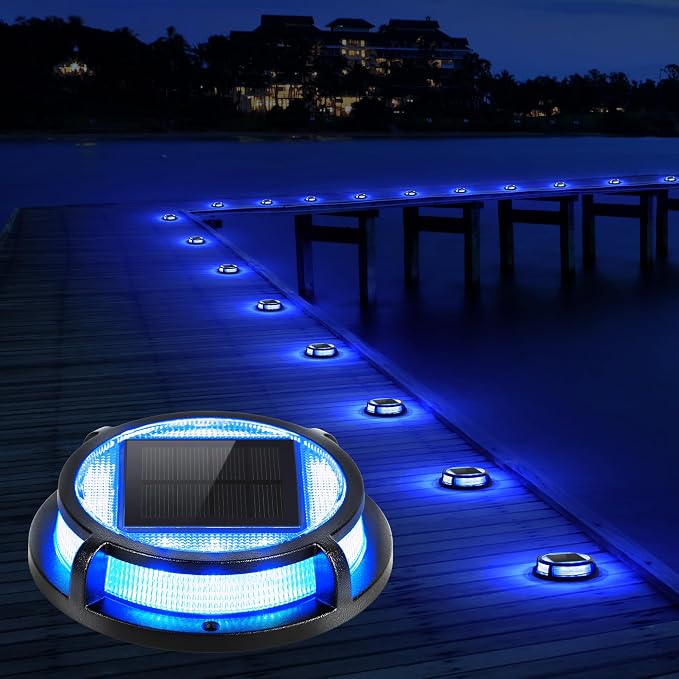 LUTEC 12 Pack Solar Deck Lights Driveway Dock 12 LEDs Light Solar Powered by LUTEC