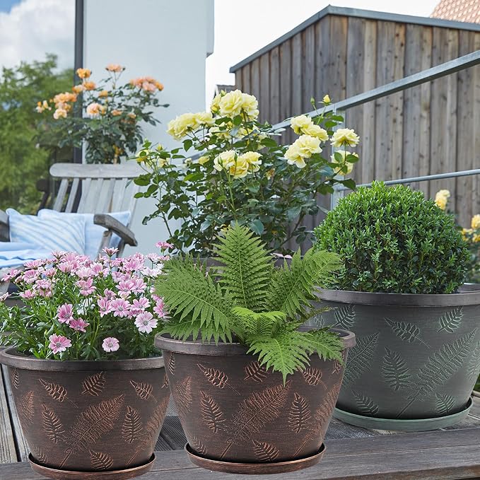 11 inch Plant Pot Set of 3, Plastic Flower Pots - Image 7