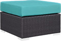 Modway Convene Wicker Rattan Outdoor Patio Square Ottoman in Espresso Turquoise by Modway