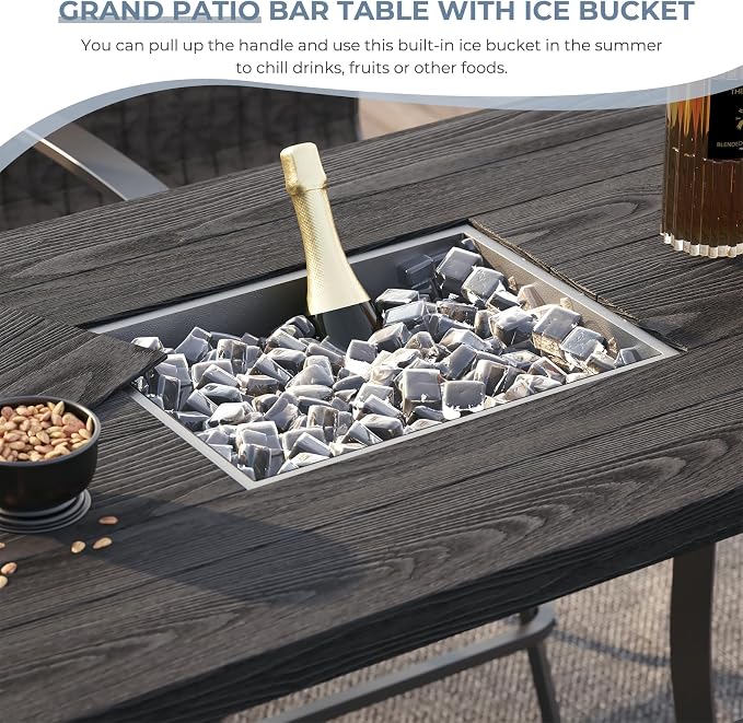 Grand patio 5-Piece Counter Height Patio Bar Set, Swivel Bar Stools and Faux - Image 2