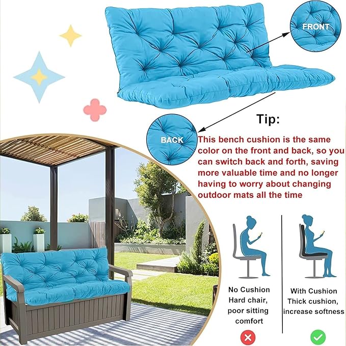 Swing Cushion Replacement Outdoor Porch Waterproof Bench Cushion 2-3 Seater - Image 3