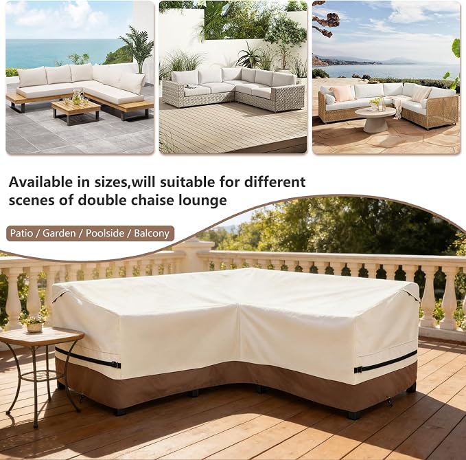 okcool Outdoor Sectional Sofa Cover Waterproof-V-Shaped Patio Furniture Covers - Image 3
