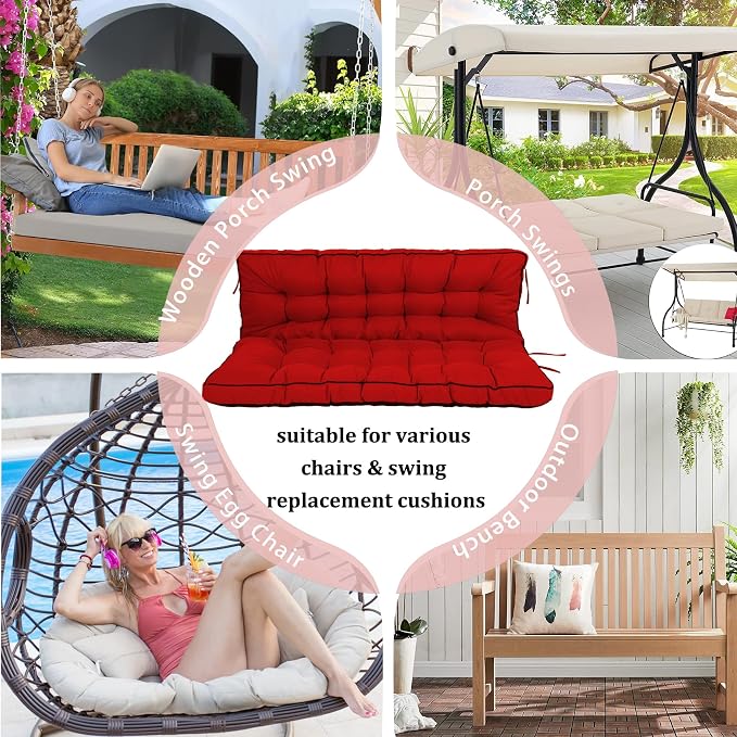 2-3 Seat Swing Replacement Cushion, Outdoor Bench Cushions - Image 7