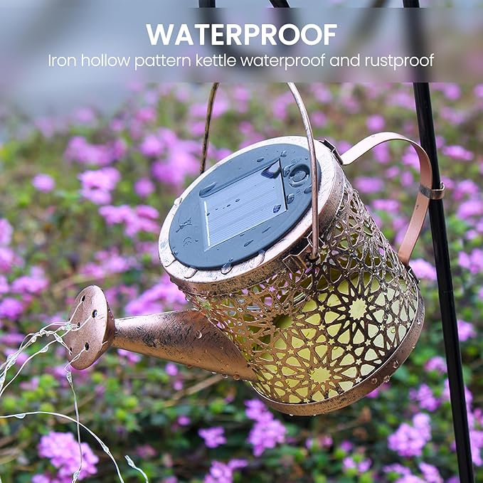 Solar Lights Outdoor Decorative, Metal Solar Watering Can Lights Waterproof - Image 6