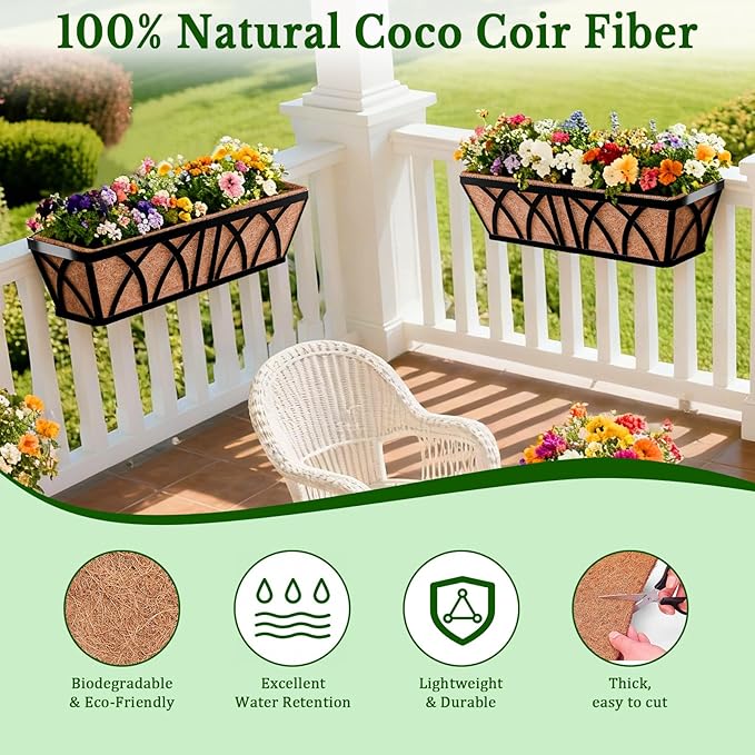Halatool 2 Pack 24 Inch Window Box Liners, Pre-Formed Coco Fiber Replacement - Image 3