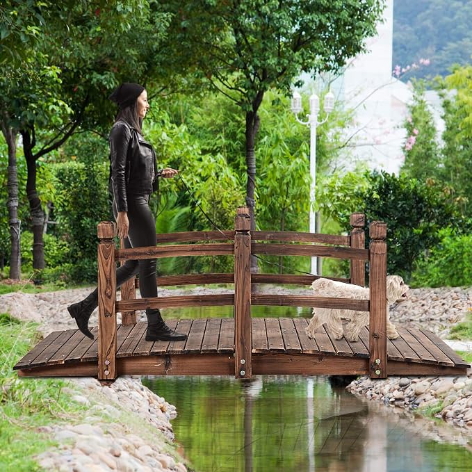 S AFSTAR Garden Bridge, 5FT Wooden Arc Footbridge - Image 9