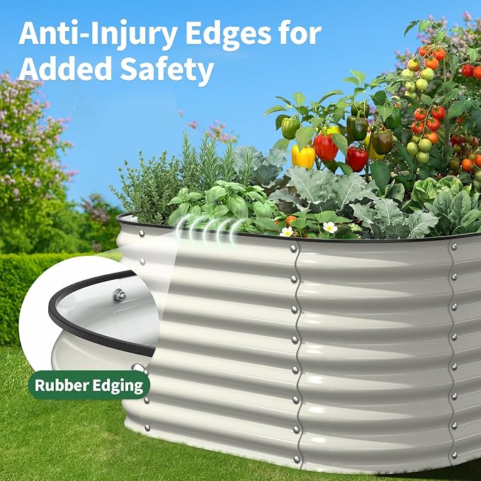 Kesfitt Raised Garden Bed Outdoor, Galvanized Steel Metal Raised Bed Planter - Image 8