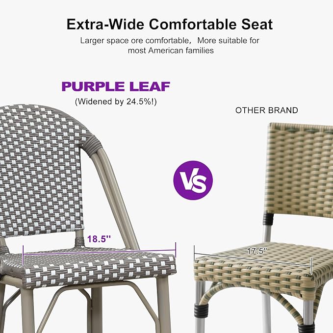 PURPLE LEAF Extra Large French Counter Height Bar Stools Set of 2 Champagne - Image 5