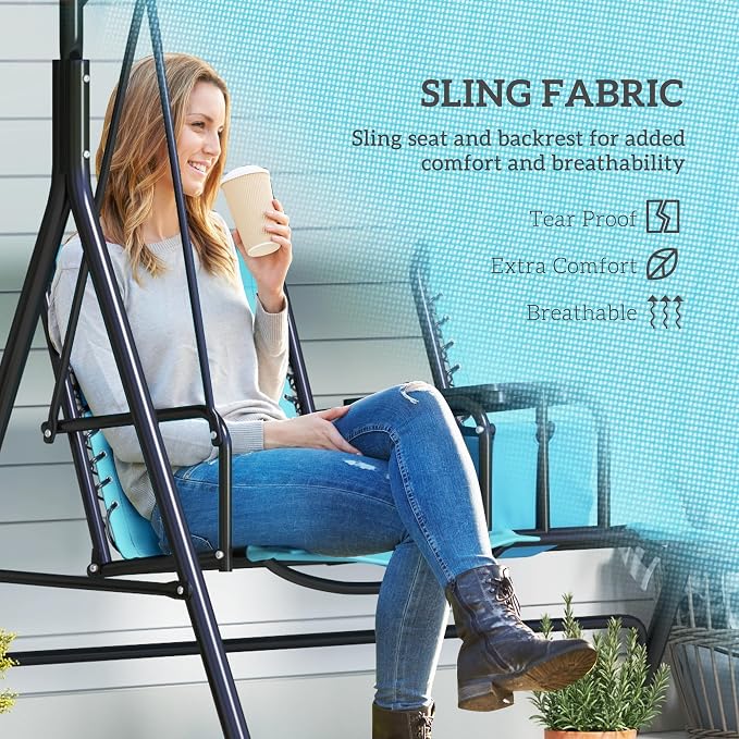 Outsunny 2-Seat Patio Swing Chair, Outdoor Canopy Swing Glider - Image 4