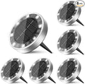 6 Pack Solar Ground Lights Outdoor, 8 LED Mini Flat Solar Disc Lights, IP65 by Unknown