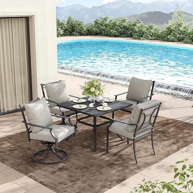 Grand patio Patio Dining Set for 2, E-Coated Outdoor Dining Set, 2 Swivel - Image 6