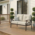 RoyalCraft Patio Loveseat, All-Weather Outdoor 2 Seats Sofa Couch, Khaki Metal by Bringyoubetterlife