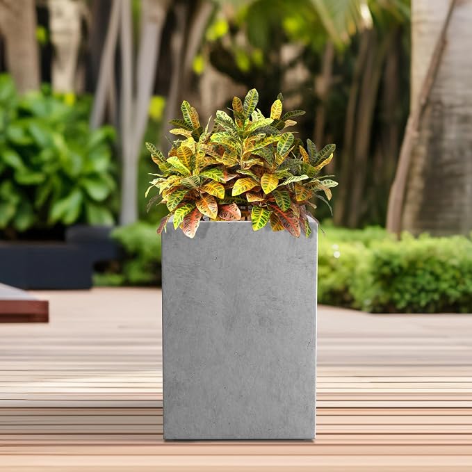 Kante 15.7" H Tall Rectangular Concrete Planters, Outdoor Indoor Lightweight - Image 3