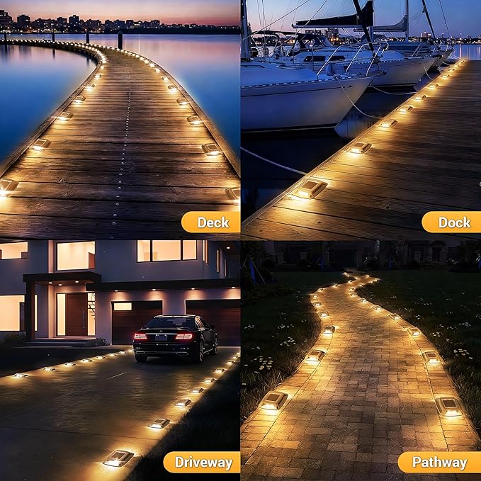 Solar Driveway Lights 10 Pack, Solar Powered IP68 Waterproof Dock Lights - Image 5