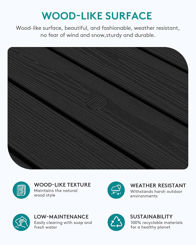 SERWALL Outdoor Coffee Table, HDPE Patio Coffee Table - Image 7