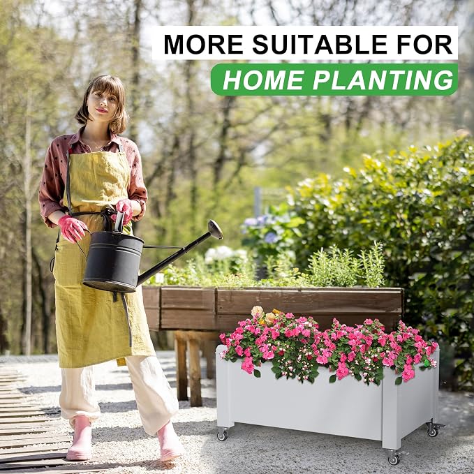 Raised Garden Bed with Wheels, 14 Gallon Self-Watering Raised Planter Box with - Image 6