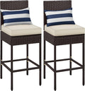 Yaheetech Set of 2 Patio Bar Stools, Outdoor PE Rattan Bar Height Chairs by Yaheetech