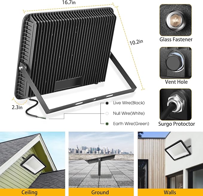 2pack 400W LED Flood Lights Outdoor, 5000K Daylight White 50000LM Super Bright - Image 2