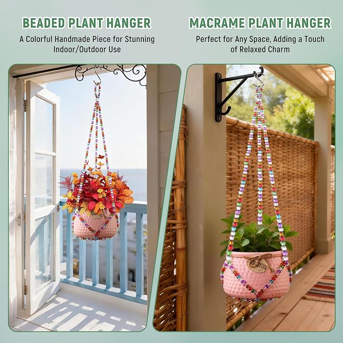 1Pack Glass Beaded Plant Hanger Indoor, Rainbows Hanging Planters - Image 6