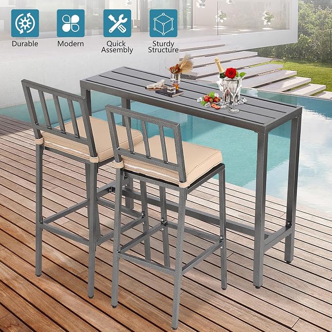 Outdoor Bar Table, Patio Console Pub Height Tables - Image 6