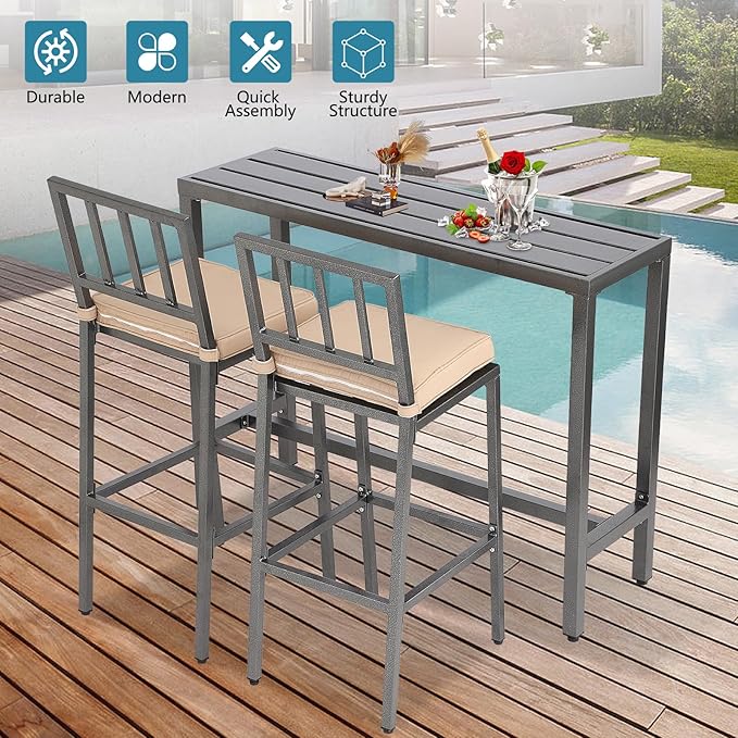 Outdoor Bar Table, Patio Console Pub Height Tables - Image 6