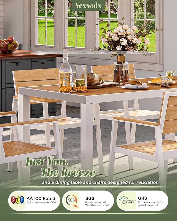 7-Piece Outdoor Dining Set, Aluminum Dining Table Set - Image 5