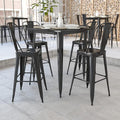 EMMA + OLIVER Commercial Grade 31.5" Square Black Metal Indoor-Outdoor Bar by EMMAOLIVER
