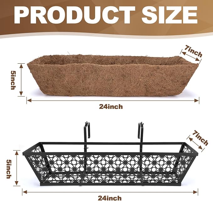 24 Inch Window Box Planters Outdoor, Deck Railing Planter Boxes - Image 2