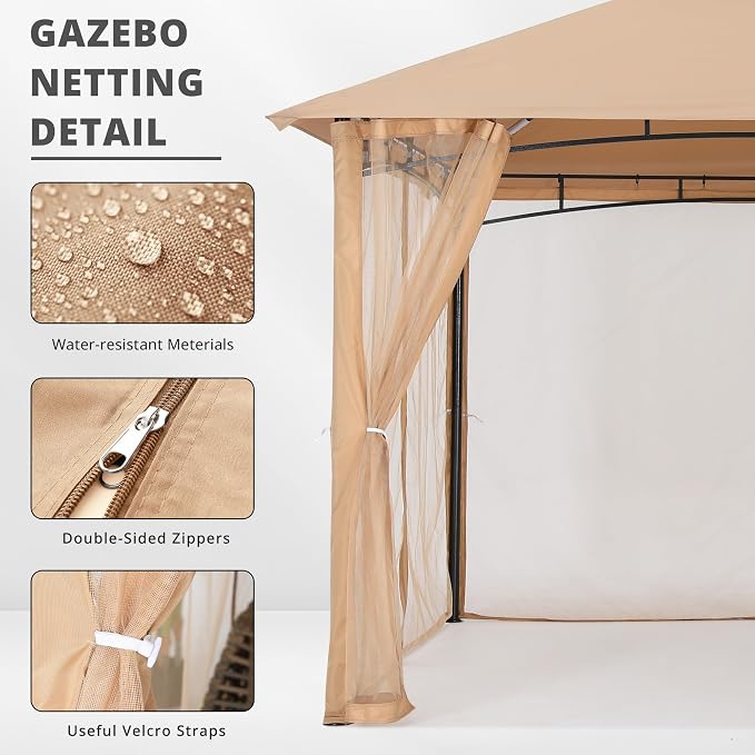 MASTERCANOPY Patio Gazebo Mosquito Netting Screen Walls ONLY - Image 3